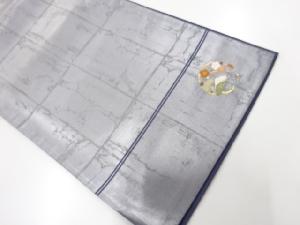 リサイクル　石畳に松梅模様刺繍袋帯